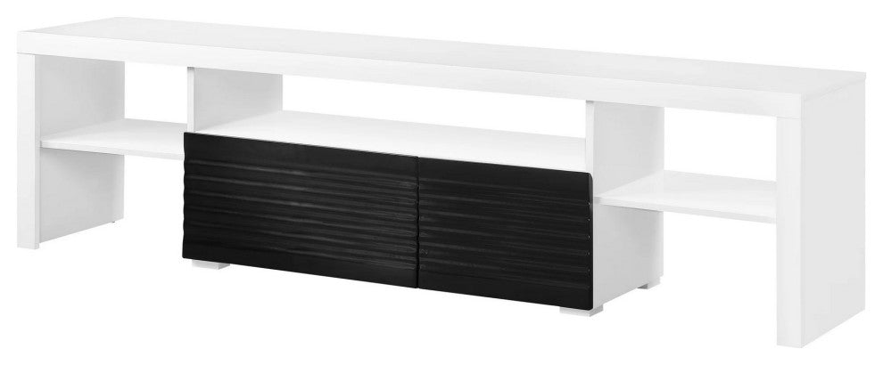 Benzara BM279004 Ida 75" TV Entertainment Center Console, 2 Drawers, White