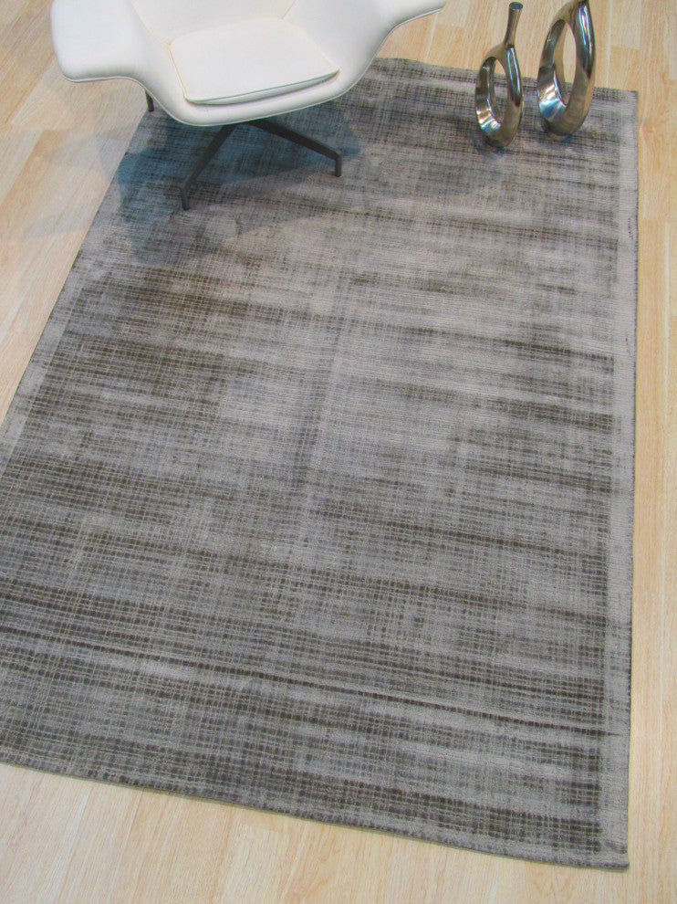 Handwoven Viscose Silver Contemporary Solid Milano Rug, 8'9x11'9