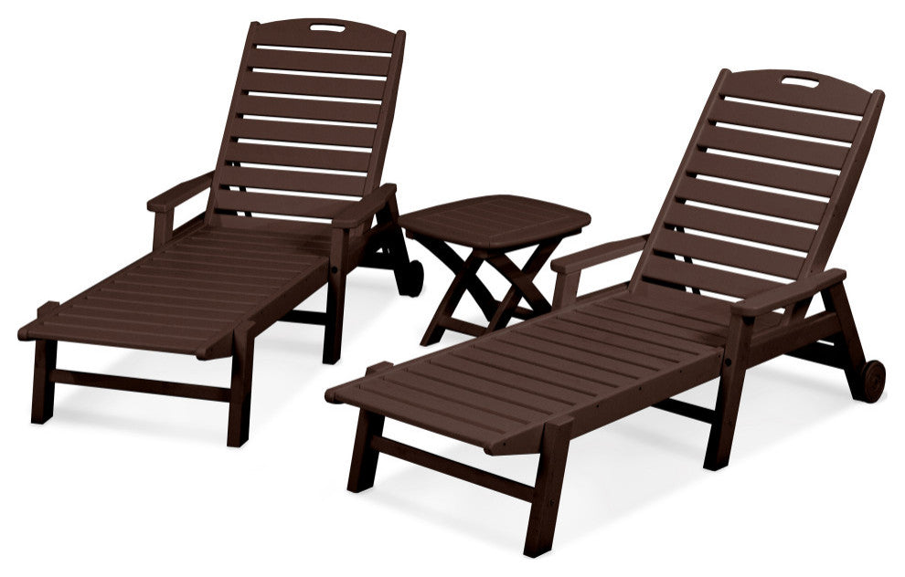 Polywood Nautical 3-Piece Chaise Set, Mahogany