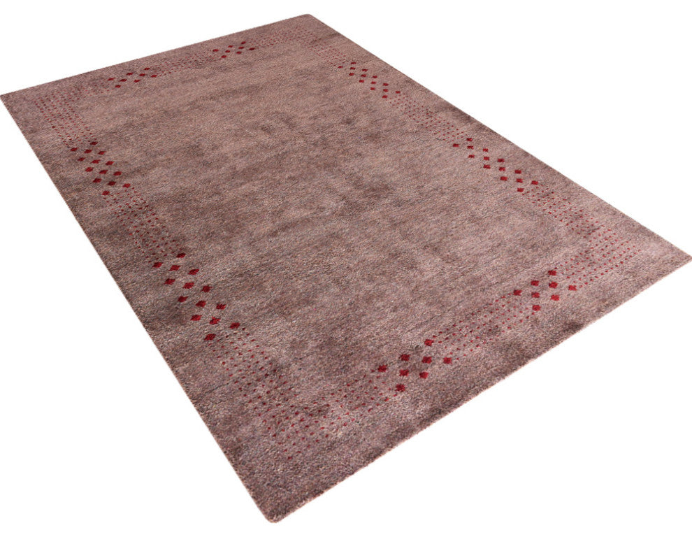 HAND KNOTTED LOOM SILK ECO-FRIENDLY RUG-8'x10',Rectangle,Light Brown,Contemporar