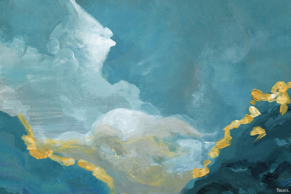 "Blue Mountain Horizon" Painting Print on Wrapped Canvas, 24"x16"