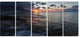 "Dark Mediterranean Beach Dawn" Modern Seashore Canvas Art, 5 Panels, 60"x28"