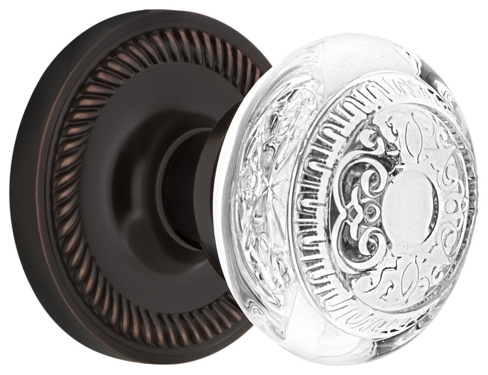 Rope Rosette Single Dummy Crystal Egg and Dart Knob, Timeless Bronze, ROPCED