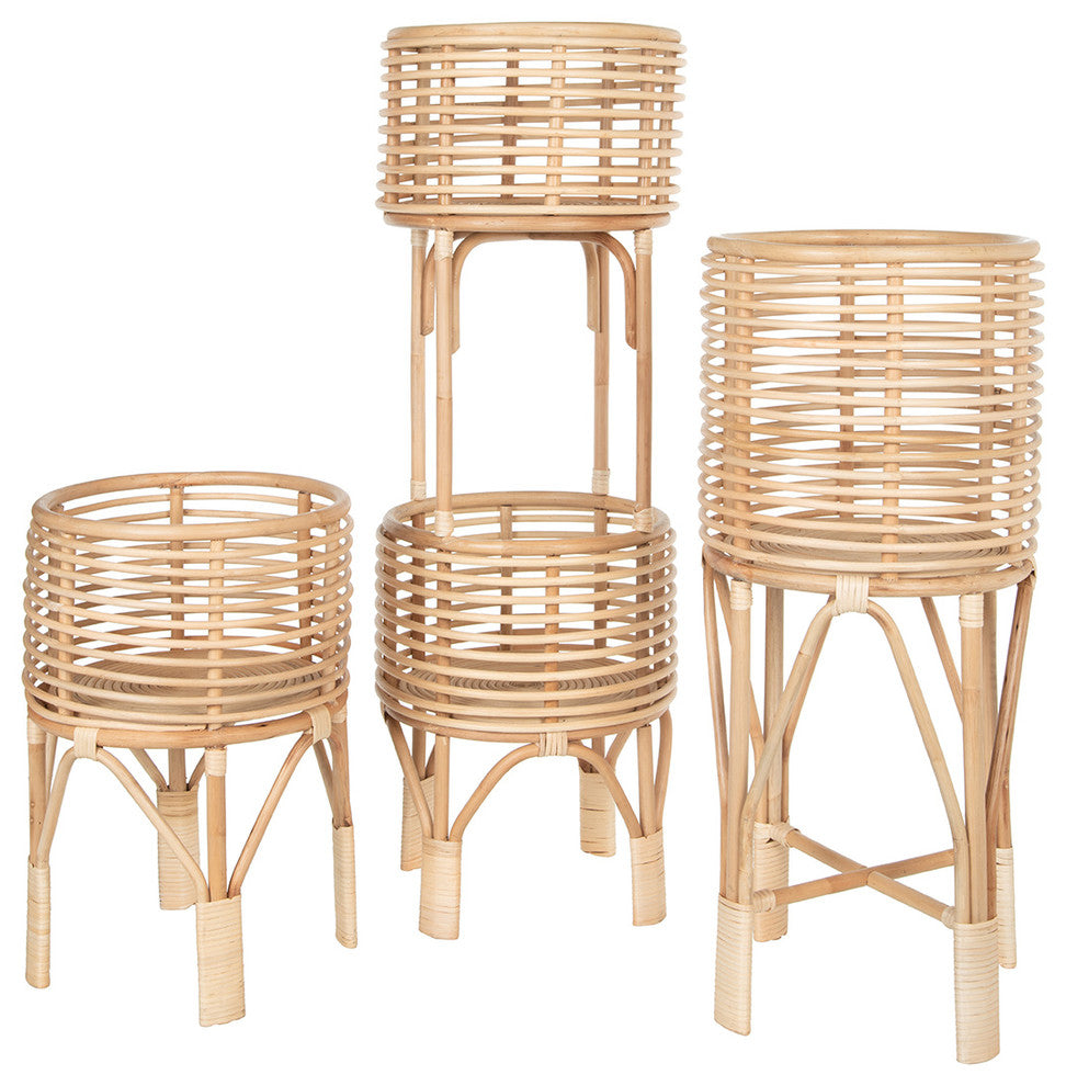 Rattan Indoor Plant Stand Medium, Natural