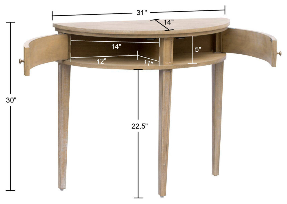 Martha Stewart Crestview Vintage Antique Storage Wood Console Table