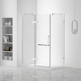 Shower Enclosure Hinged Frameless Tempered Glass, Polished Chrome, 42"