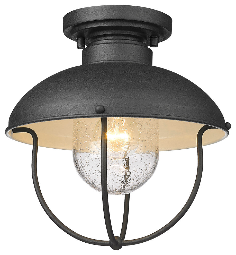 Z-LITE 590F-BK 1 Light Outdoor Flush Ceiling Mount Fixture, Black