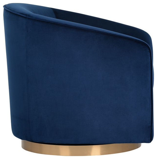 Hazel Swivel Lounge Chair, Navy Blue Sky