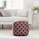Deschutes Red 18" x 18" x 18" Red and Ivory Pouf