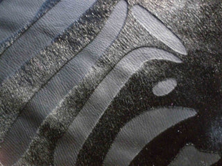 Black on Black Etched Zebra Brazilian Cowhide