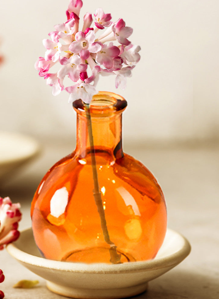 Serene Spaces Living Set of 36 Small Amber Ball Bud Vase, 3" Diameter & 4" Tall