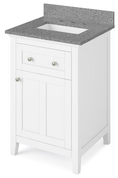 Chatham Traditional 24" White Single Sink Vanity, Steel Grey Cultured Marble Van