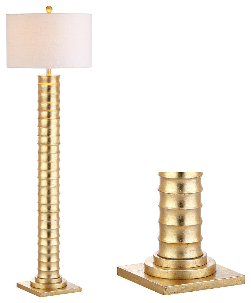 Serena 63" Metal LED Floor Lamp, Gold Leaf