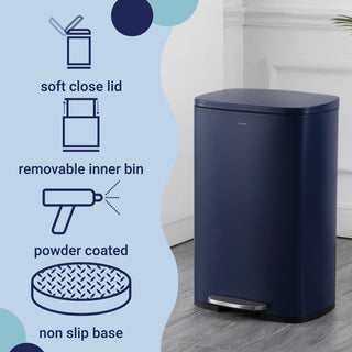 Connor 13-Gallon Trash Can With Soft-Close Lid and Mini Trash Can, Navy