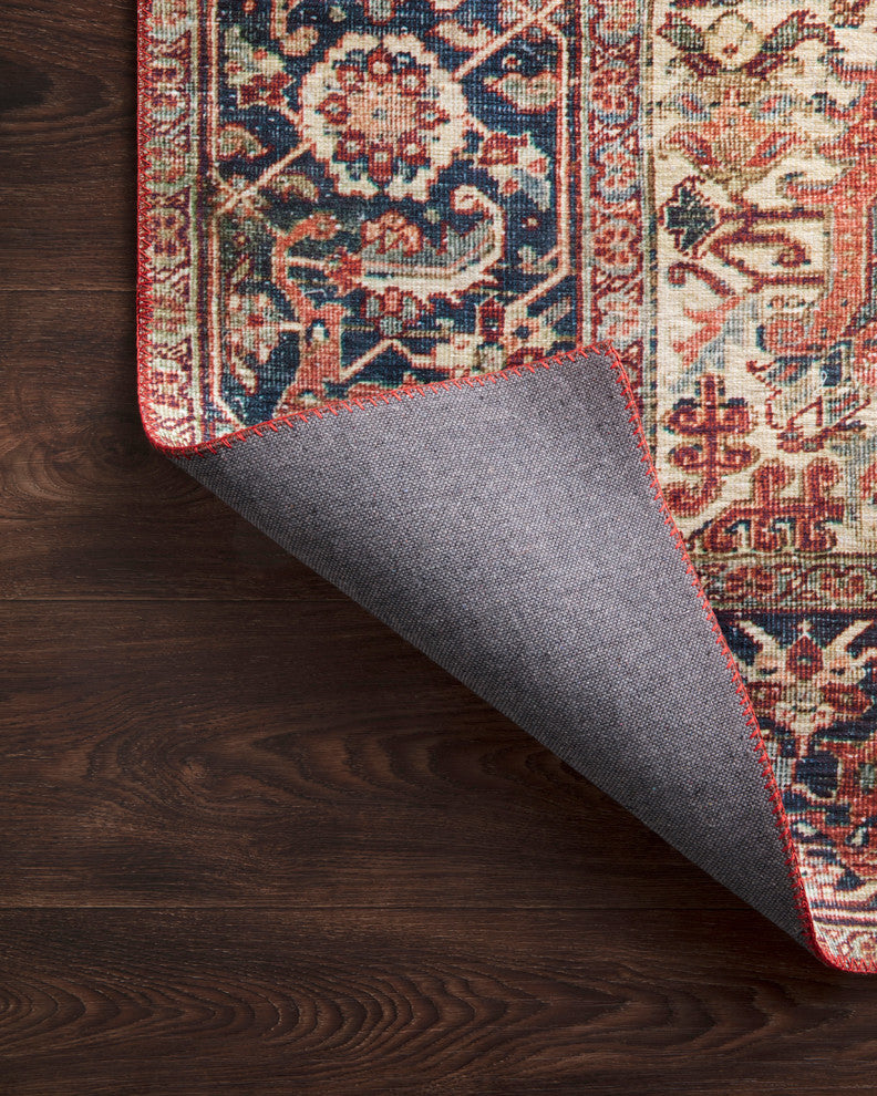 Red Navy Printed Polyester Layla Area Rug by Loloi II, 3'-6"x5'-6"