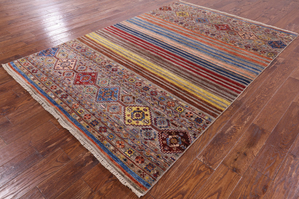 5' 8" X 8' 3" Super Kazak Khorjin Hand-Knotted Rug Q7643