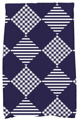 Check It Twice Decorative Holiday Geometric Print Hand Towel, Navy Blue