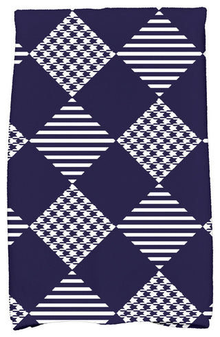 Check It Twice Decorative Holiday Geometric Print Hand Towel, Navy Blue
