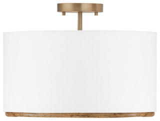 Capital Lighting 247431 Soleil 3 Light 17"W Semi-Flush Drum - Matte Brass