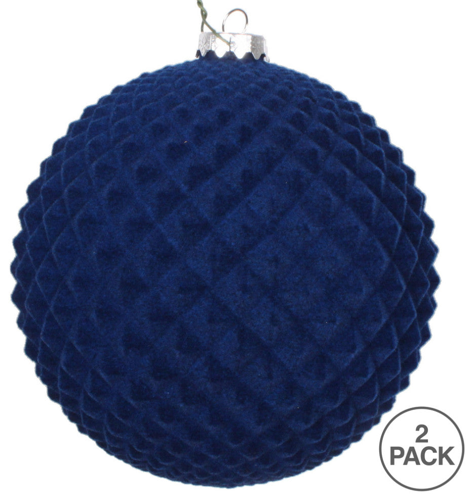 Vickerman Mt197131D 5" Midnight Blue Flocked Durian Ball Ornament, 2 Per Bag
