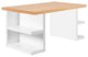 Contemporary Home Office Desk White Shelf Legs, Oak Top/White Legs