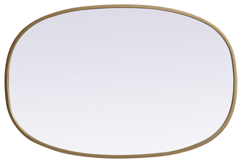 Elegant Decor Metal Frame Oval Mirror 20X30" in Brass