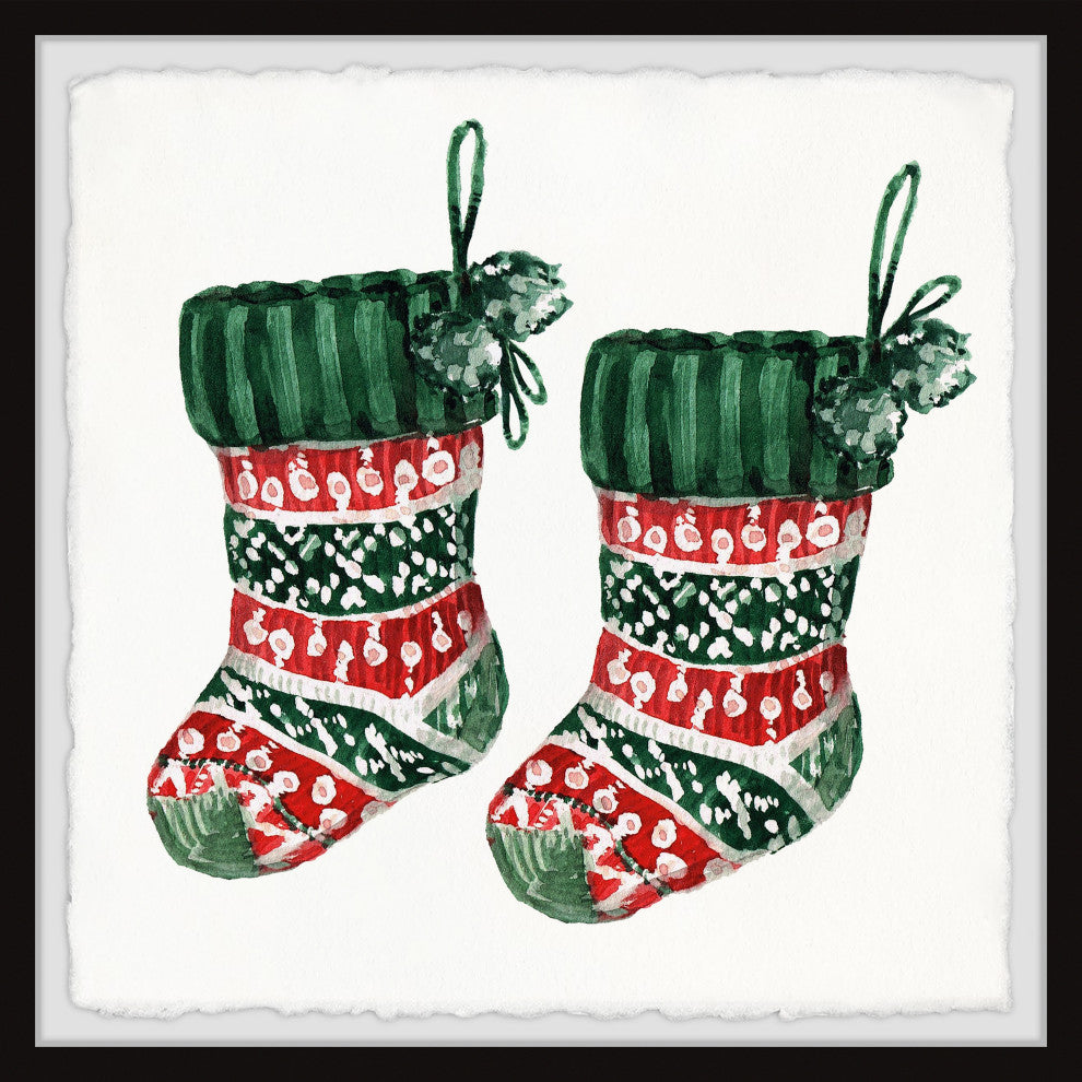 "Hang Your Stockings" Framed Painting Print, 32x32