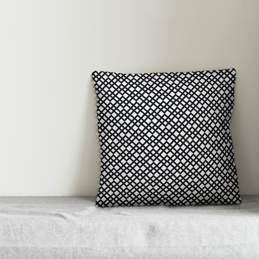 Navy Lattice Pattern Outdoor Throw Pillow, 20"x20"