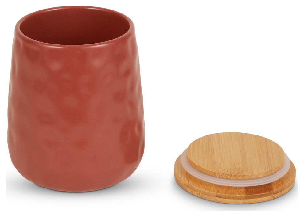 Cinnamon Matte Dimple Texture Ceramic Canister (Set of 2)