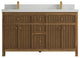 Sonoma Teak 60 Double Bathroom Vanity in Dark Natural with 2" Carrara Quartz