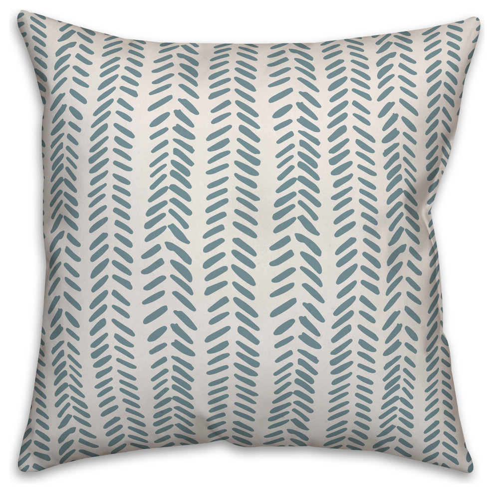 Sea Glass and White Modern Herringbone 16x16 Throw Pillow Cover