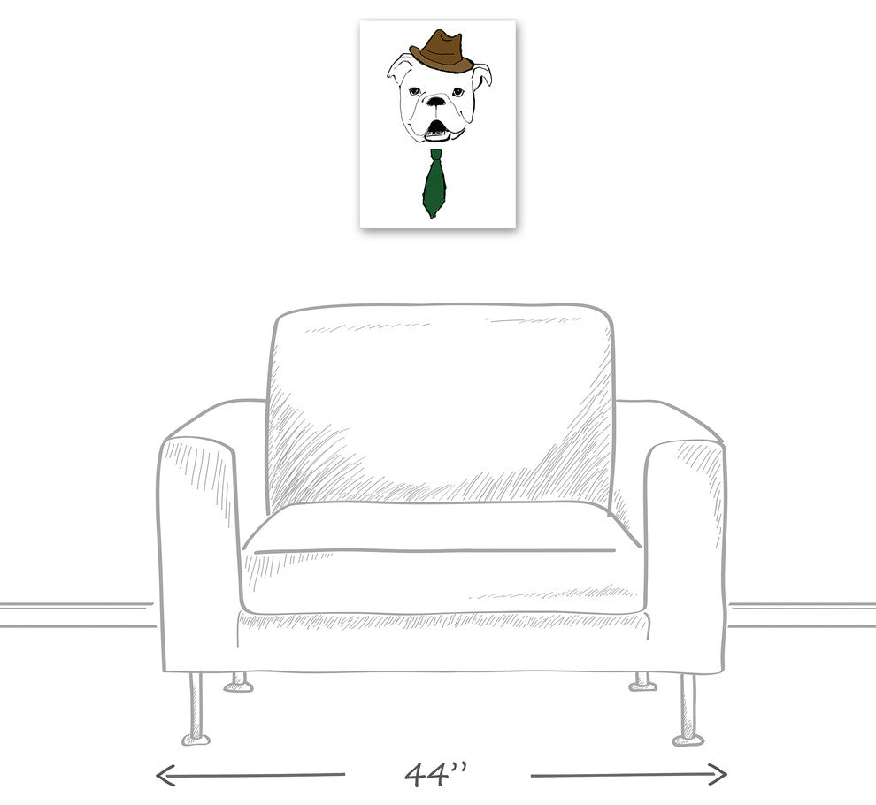 Dog with Tie and Hat 12x16 Canvas Wall Art