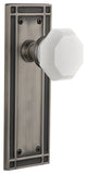 Mission Plate Passage Waldorf White Milk Glass Knob, Antique Pewter