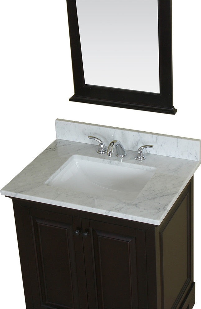 Richmond 30" Single Vanity in Espresso, Carrera Marble Top and Mirror