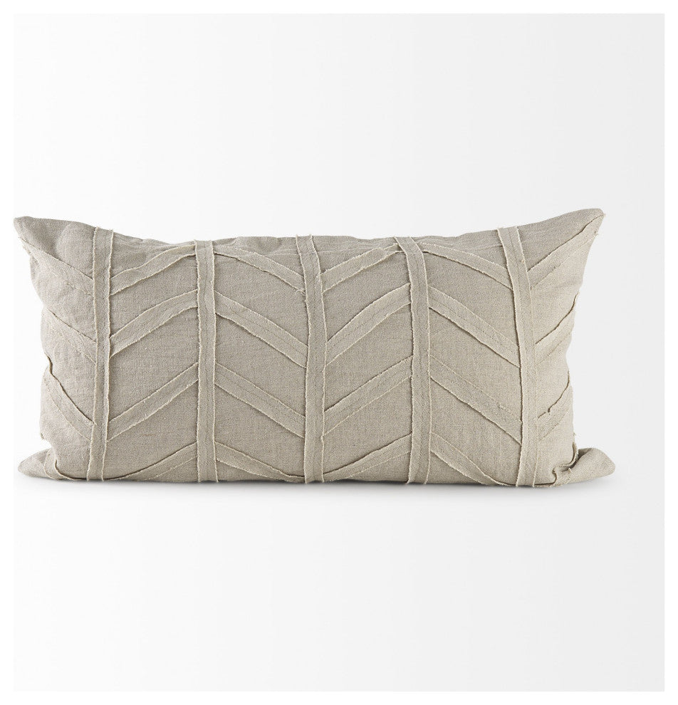 Light Gray Chevron Textured Lumbar Pillow Cover