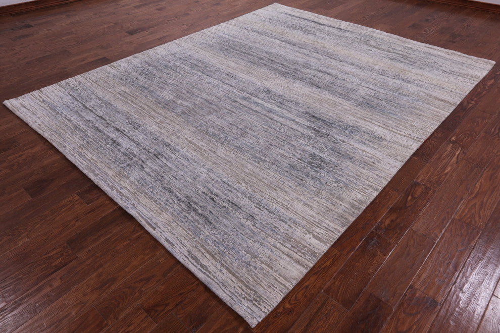 7' 10" X 10' 0" Wool and Silk Modern Handmade Rug Q9039