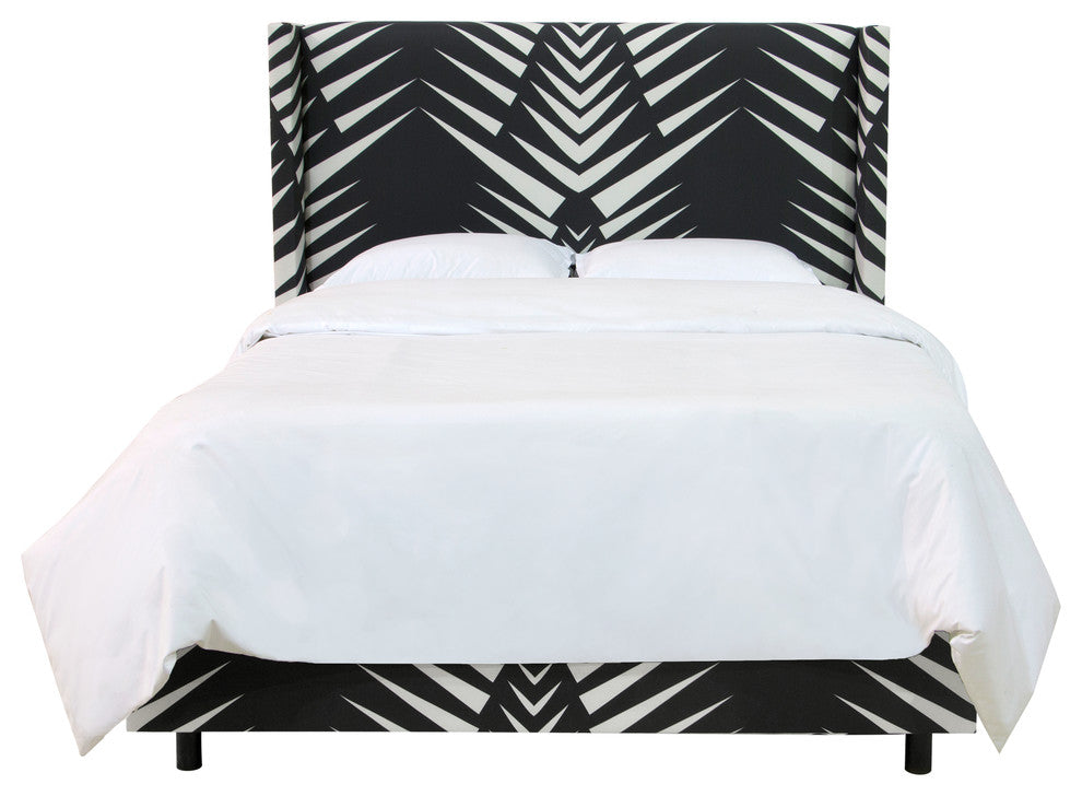 Remington Wingback Bed, Geo Skin Black White, Full