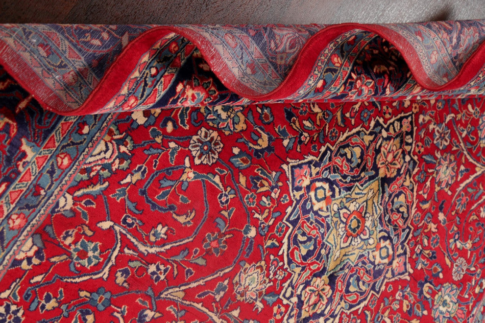 Consigned, Traditional Vintage Oriental Handmade Persian Area Rug, Red, 7x11
