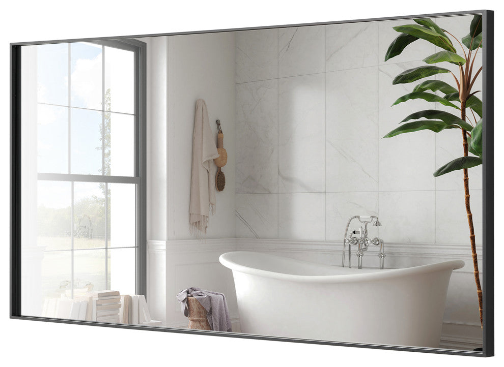 Rectangle Framed Bathroom Vanity Mirror Accent Wall Mirror, Black, 24"x36