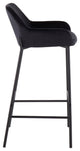 Daniella Fixed-Height Bar Stool, Set of 2, Black Metal/Black Velvet