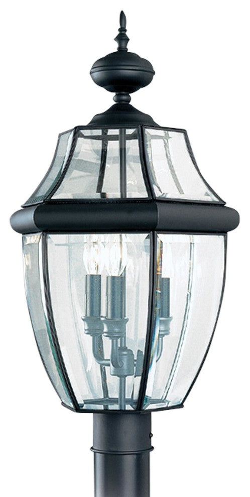 Generation Lighting Lighting 3-Light Outdoor Post Lantern, Black