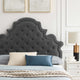 Tufted Platform Bed Frame, Full Size, Velvet, Gray, Modern Contemporary