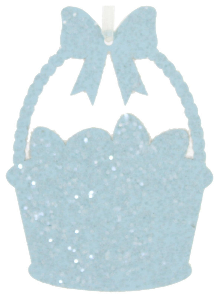 Holiday Egg Basket Glittered Ornament Wood Easter Laser Cut Rl1709