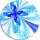 Blue Long Petal Fractal Flower, Floral Large Disc Metal Wall Art, 23"