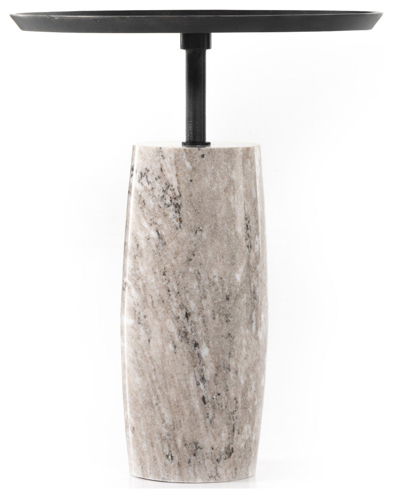 Cronos End Table-River Grey Marble Solid