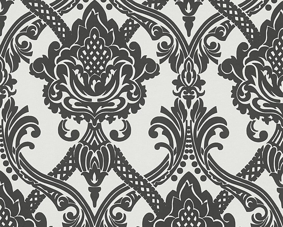 B&W 3, Black and White Look Black, White Wallpaper Roll, Modern Wall Decor