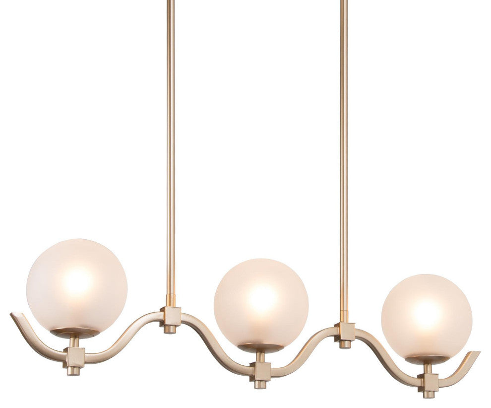 LALUZ 30-in Gold and Frosted Glass Modern Linear Kitchen Island Lighting