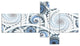 White Spiral with Blue Fractal Art, Large abstract art, 60"x32", 5 panels