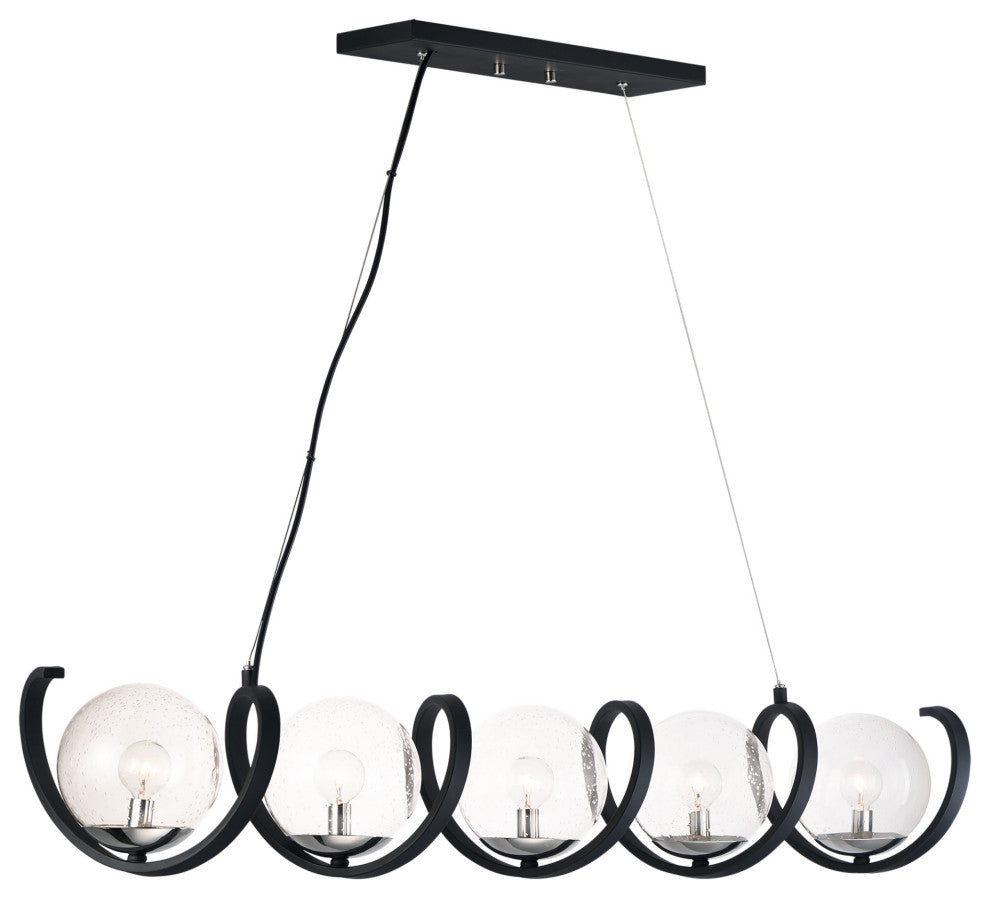 Maxim 35105 Curlicue 5 Light 49" Linear Chandelier - Black / Polished Nickel