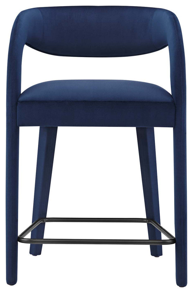 Pinnacle Performance Velvet Counter Stool Set of 2, Midnight Black